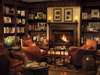 Tinga Legends Lodge - library with fireplace